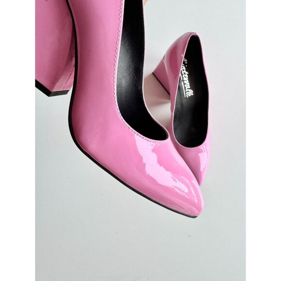 L'INTERVALLE Pink Patent Leather Pointed Toe Chunky Heel Pumps, Size 36 - Picture 5 of 14